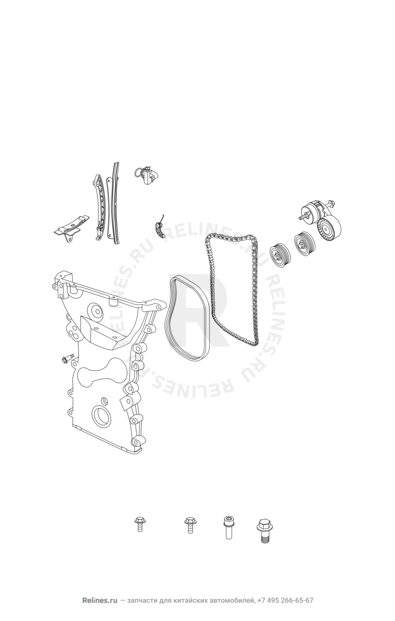Запчасти Chery Tiggo 3 Поколение I (2014)  — Привод ГРМ (механизм синхронизации) — схема