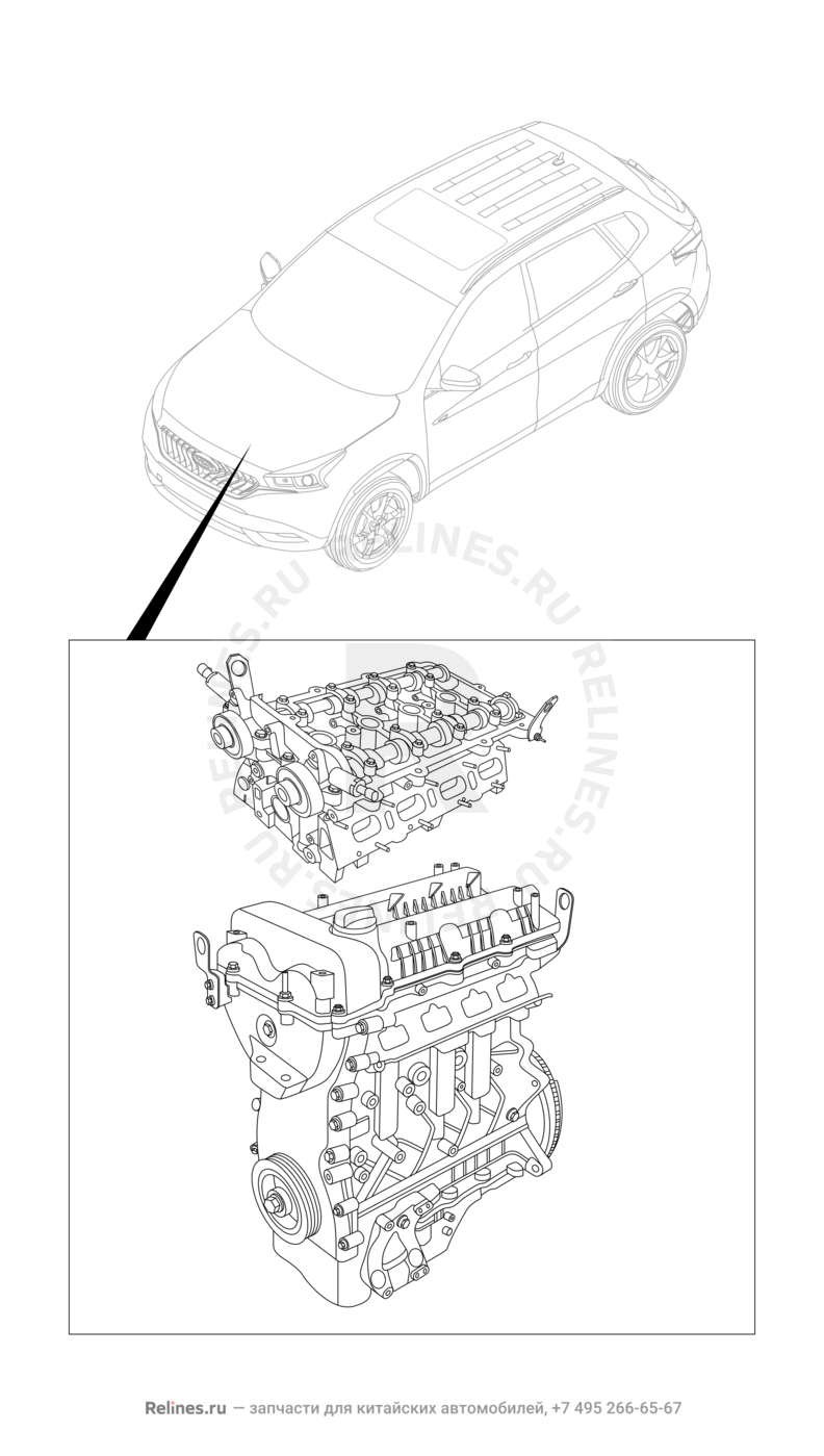 Запчасти Chery Tiggo 7 Поколение I (2016)  — Двигатель в сборе — схема