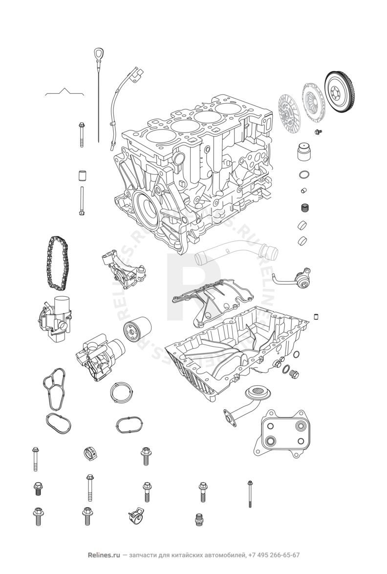 Запчасти Chery Tiggo 7 Поколение I (2016)  — Блок цилиндров — схема