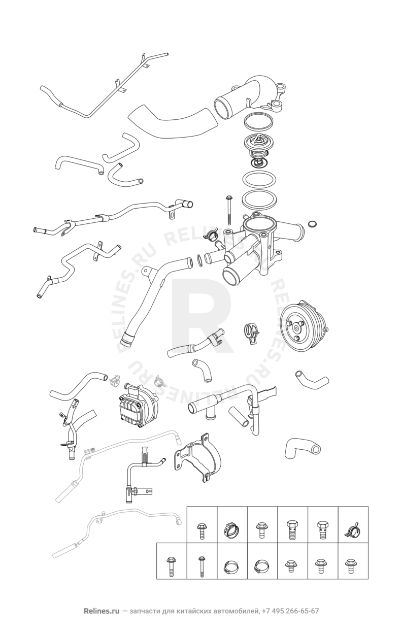 Запчасти Chery Tiggo 4 Поколение I (2017)  — Система охлаждения — схема