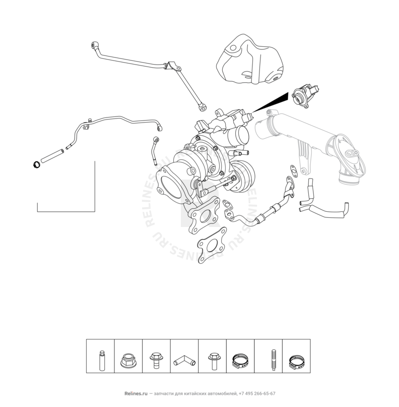 Запчасти Chery Tiggo 4 Поколение I (2017)  — Турбокомпрессор (турбина) — схема