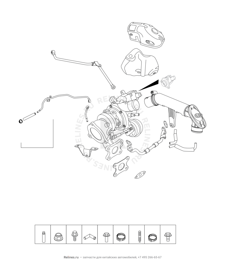 Запчасти Chery Tiggo 8 Поколение I (2018)  — Турбокомпрессор (турбина) — схема