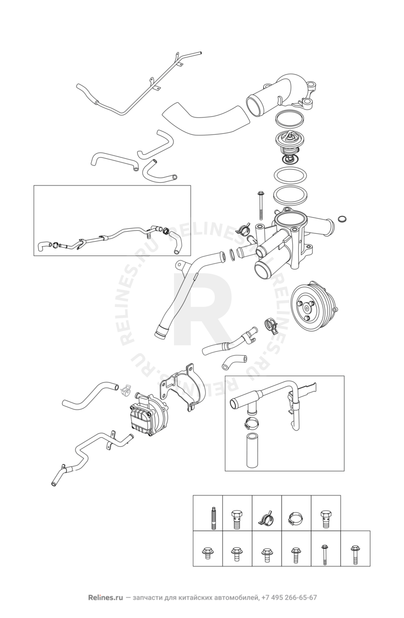 Запчасти Chery Tiggo 8 Поколение I (2018)  — Система охлаждения — схема