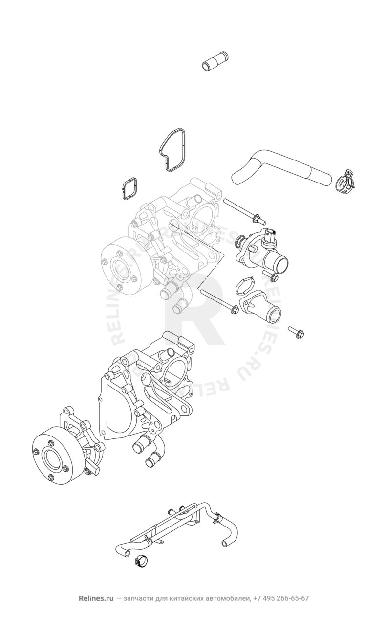Запчасти Chery Tiggo 8 Pro Поколение I (2020)  — Система охлаждения — схема