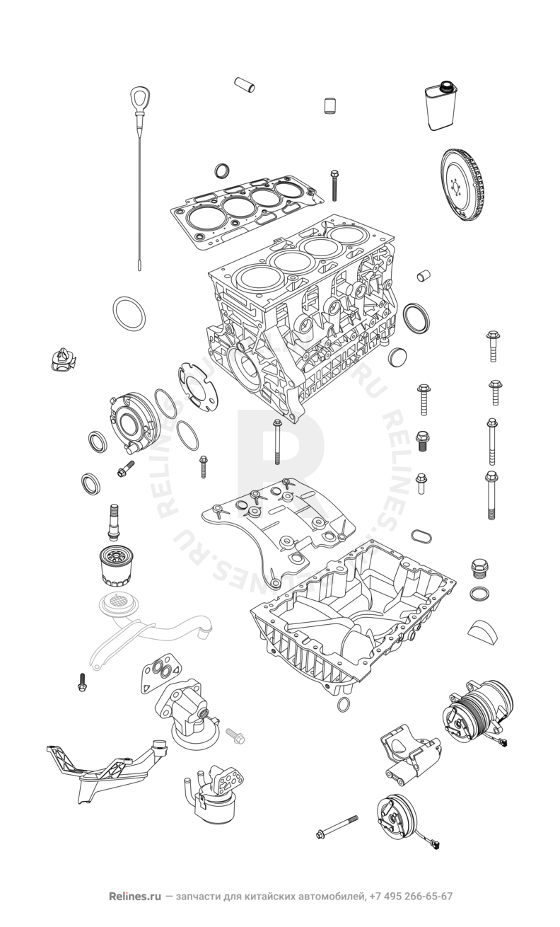Запчасти Chery Tiggo 8 Pro Поколение I (2020)  — Блок цилиндров — схема
