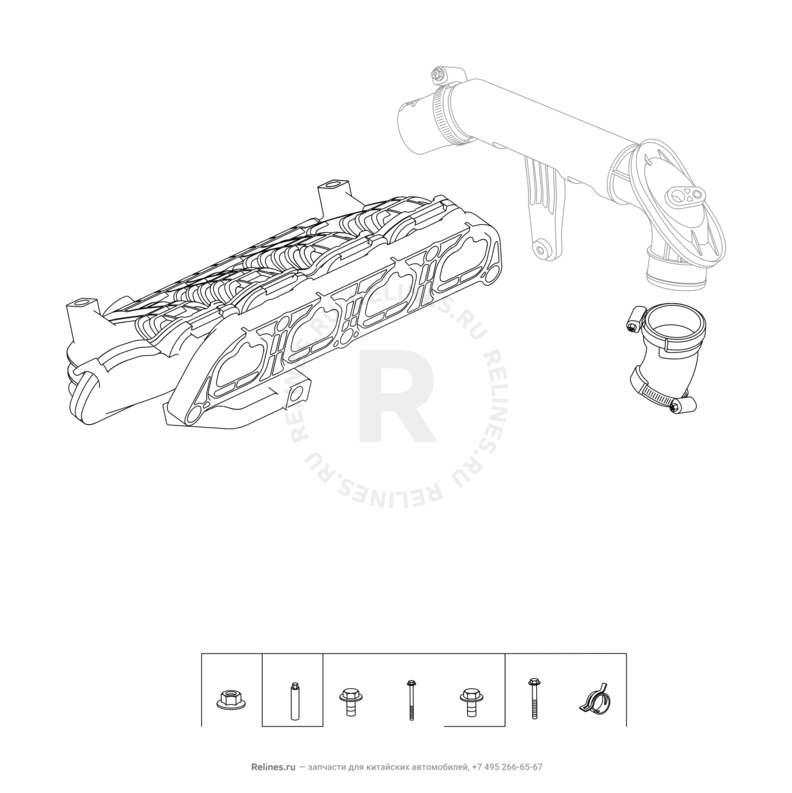 Впускной и выпускной коллекторы, прокладки Chery Tiggo 4 — схема