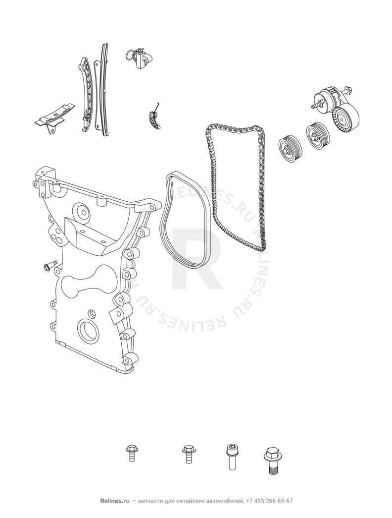 Запчасти Chery Tiggo 3 Поколение I (2014)  — Привод ГРМ (механизм синхронизации) — схема