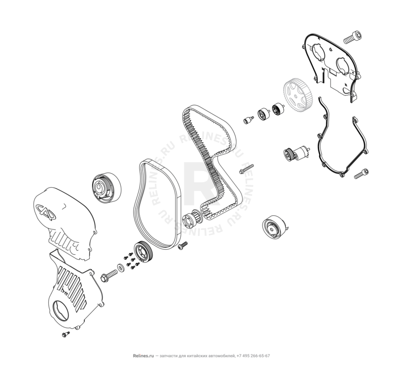 Запчасти Chery Tiggo 5 Поколение I (2013)  — Привод ГРМ (механизм синхронизации) — схема