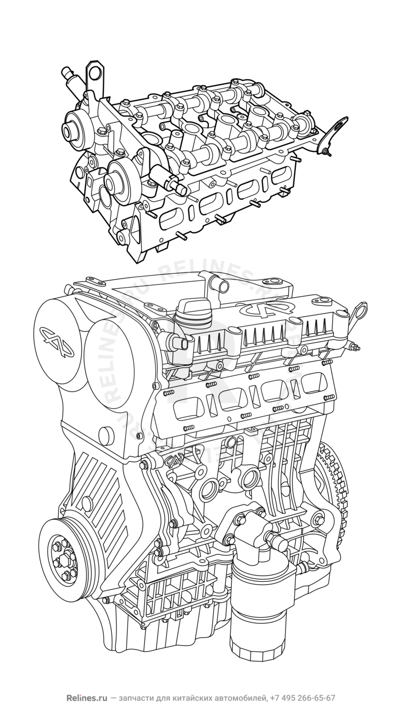 Двигатель в сборе Chery Tiggo 5 — схема