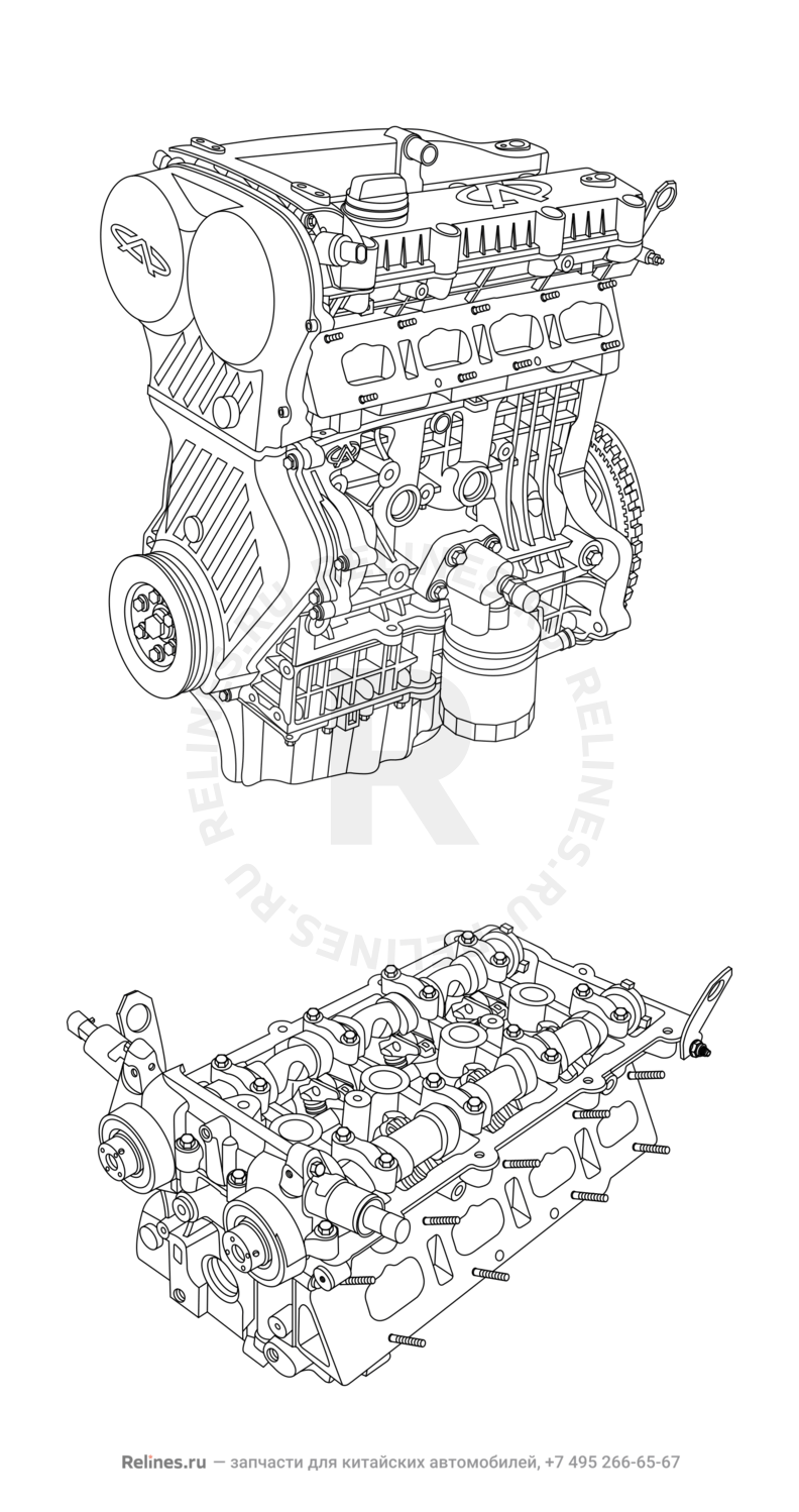 Запчасти Chery Tiggo 5 Поколение I (2013)  — Двигатель в сборе — схема