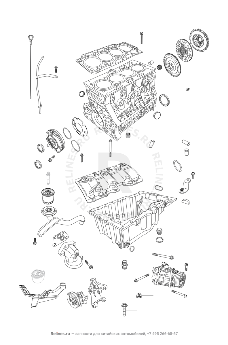 Запчасти Chery Tiggo 5 Поколение I (2013)  — Блок цилиндров — схема