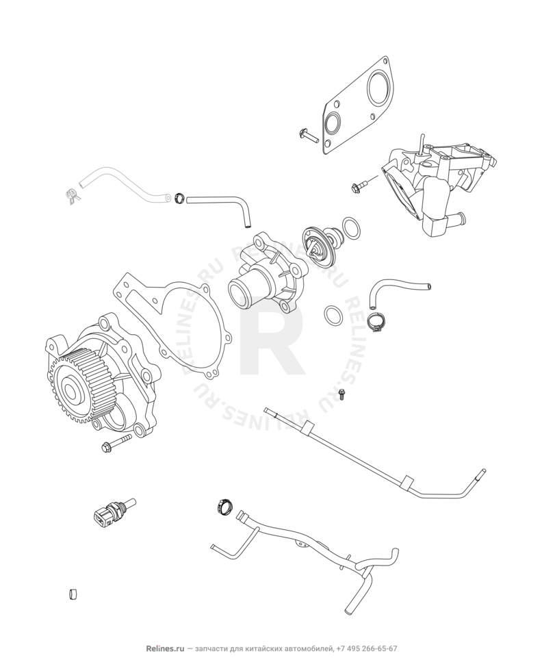 Запчасти Chery Tiggo 5 Поколение I (2013)  — Система охлаждения — схема