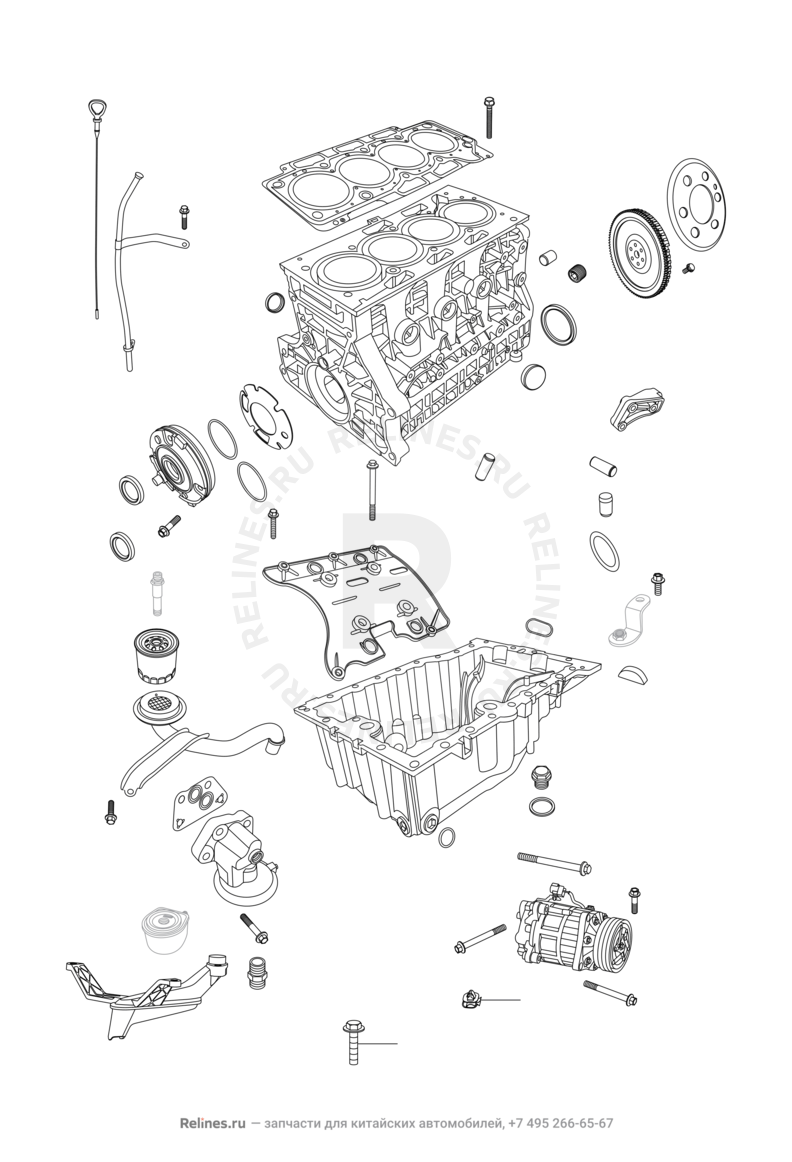 Запчасти Chery Tiggo 5 Поколение I (2013)  — Блок цилиндров — схема