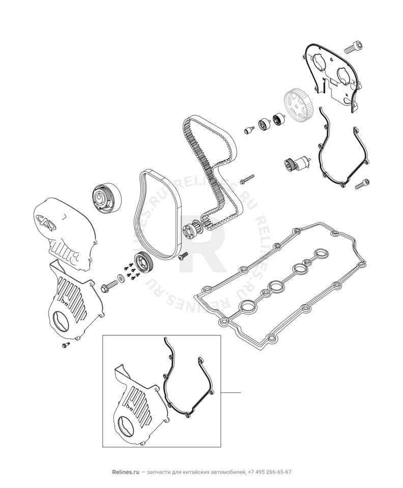 Запчасти Chery Tiggo 5 Поколение I (2013)  — Привод ГРМ (механизм синхронизации) — схема