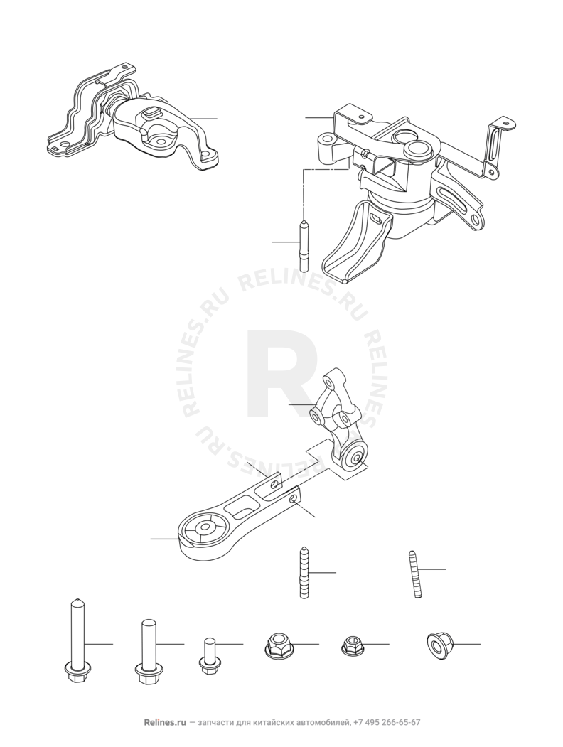 Запчасти Chery Arrizo 7 Поколение I (2013)  — Опоры двигателя (2) — схема