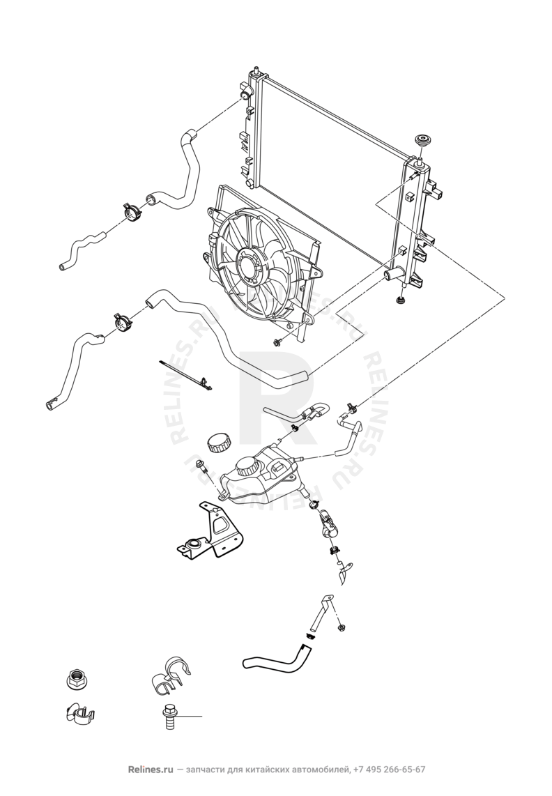 Запчасти Chery Arrizo 7 Поколение I (2013)  — Система охлаждения (1) — схема