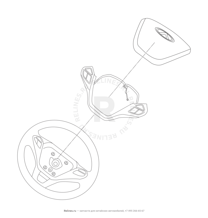 Запчасти Chery Arrizo 7 Поколение I (2013)  — Рулевое колесо (руль) и подушки безопасности (2) — схема