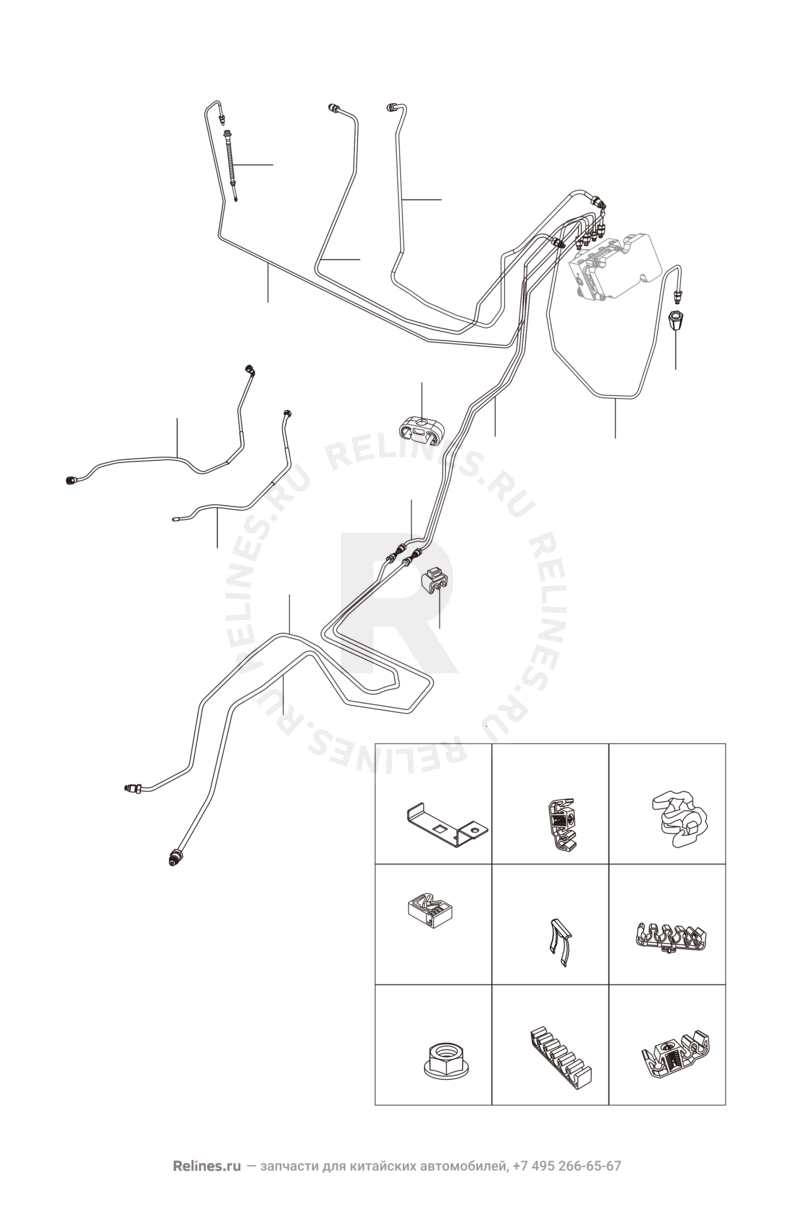 Запчасти Chery Arrizo 7 Поколение I (2013)  — Тормозные трубки и шланги (2) — схема