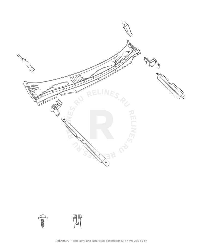 Запчасти Chery Arrizo 7 Поколение I (2013)  — Панель лобового стекла (жабо) — схема