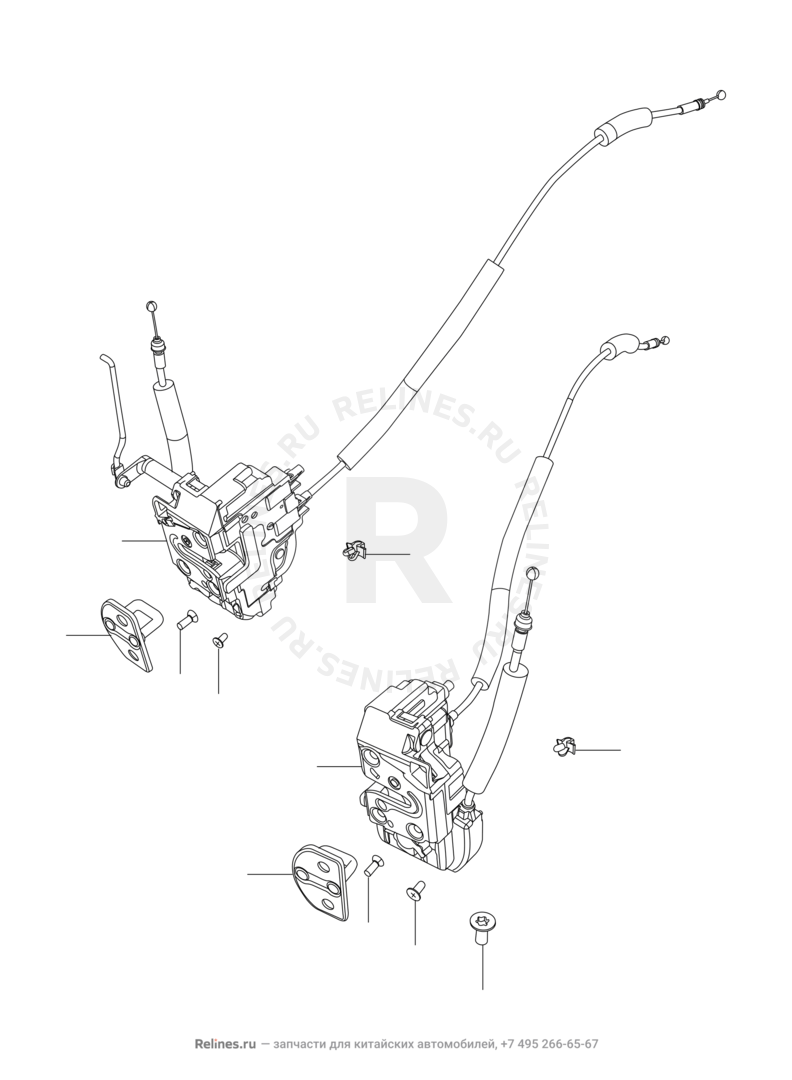 Запчасти Chery Arrizo 7 Поколение I (2013)  — Ручки и замки двери передней — схема