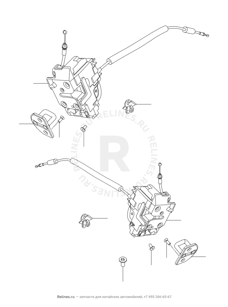 Запчасти Chery Arrizo 7 Поколение I (2013)  — Ручки и замки двери задней — схема