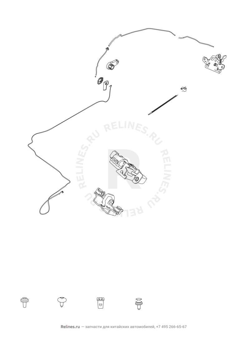 Запчасти Chery Arrizo 7 Поколение I (2013)  — Замки, ручки капота и багажника, ручка открывания топливного бака — схема