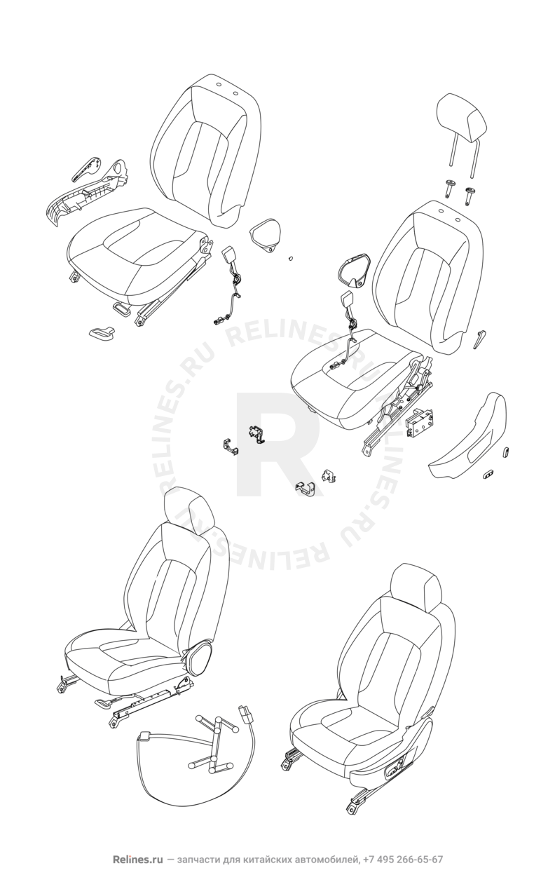 Запчасти Chery Arrizo 7 Поколение I (2013)  — Передние сиденья — схема