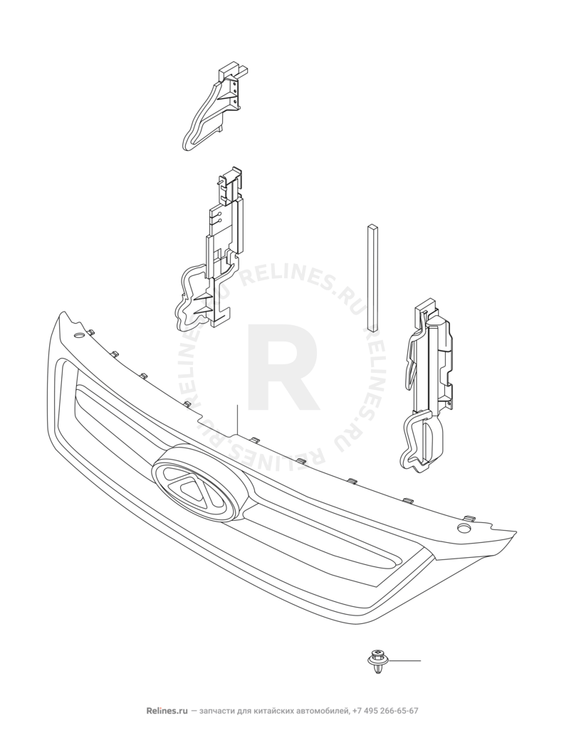 Запчасти Chery Arrizo 7 Поколение I (2013)  — Эмблема и решетка радиатора в сборе — схема