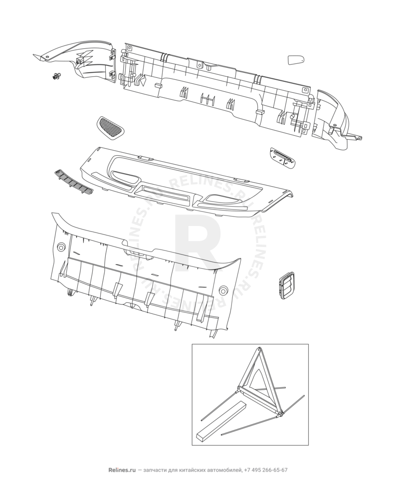 Запчасти Chery Bonus 3 Поколение I (2014)  — Обшивка багажного отсека (багажника) — схема