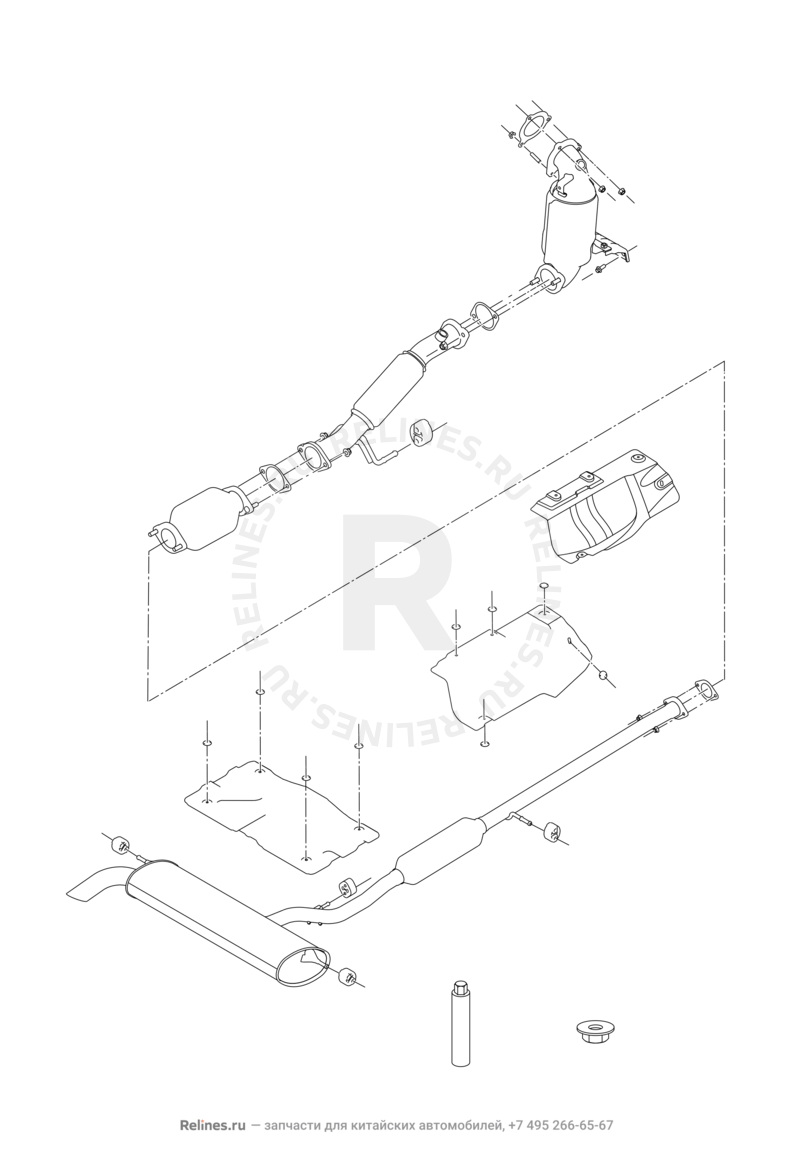 Запчасти Chery Tiggo 4 Поколение I (2017)  — Выпускная система — схема