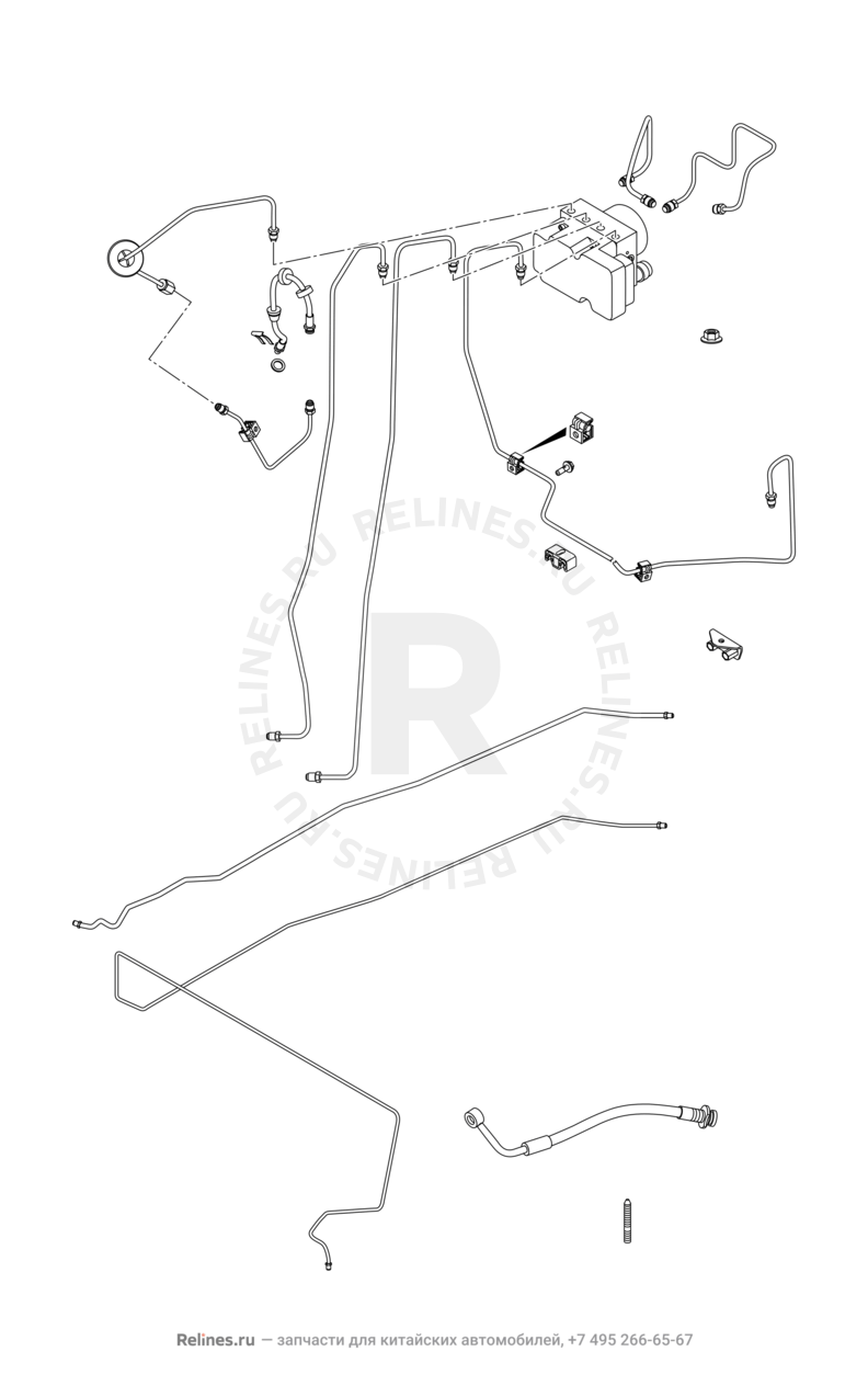 Запчасти Chery Tiggo 4 Поколение I (2017)  — Тормозные трубки и шланги — схема