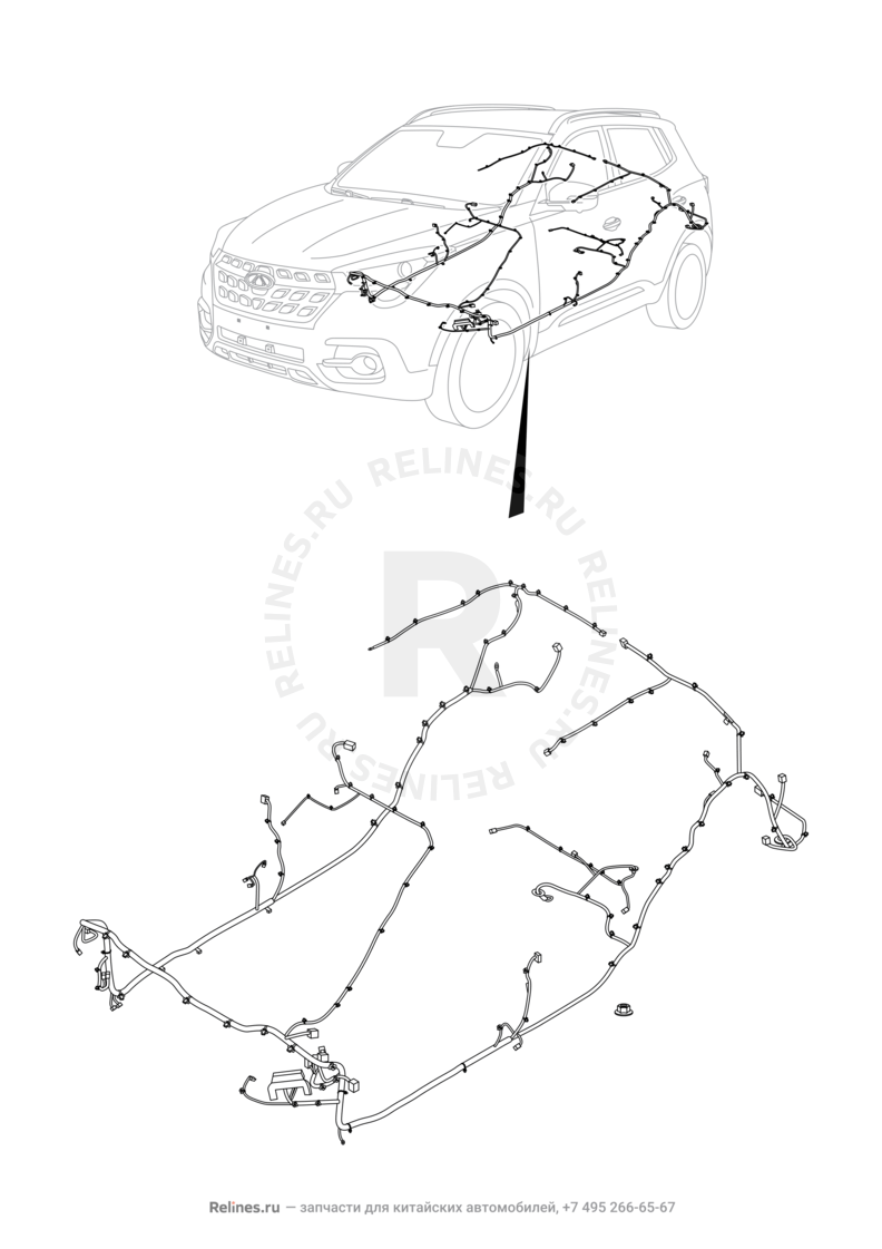 Запчасти Chery Tiggo 4 Поколение I (2017)  — Проводка пола и багажного отсека (багажника) — схема