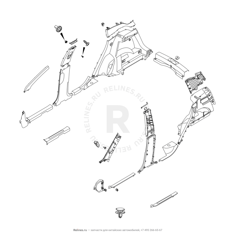 Запчасти Chery Tiggo 4 Поколение I (2017)  — Внутренняя и внешняя отделка — схема