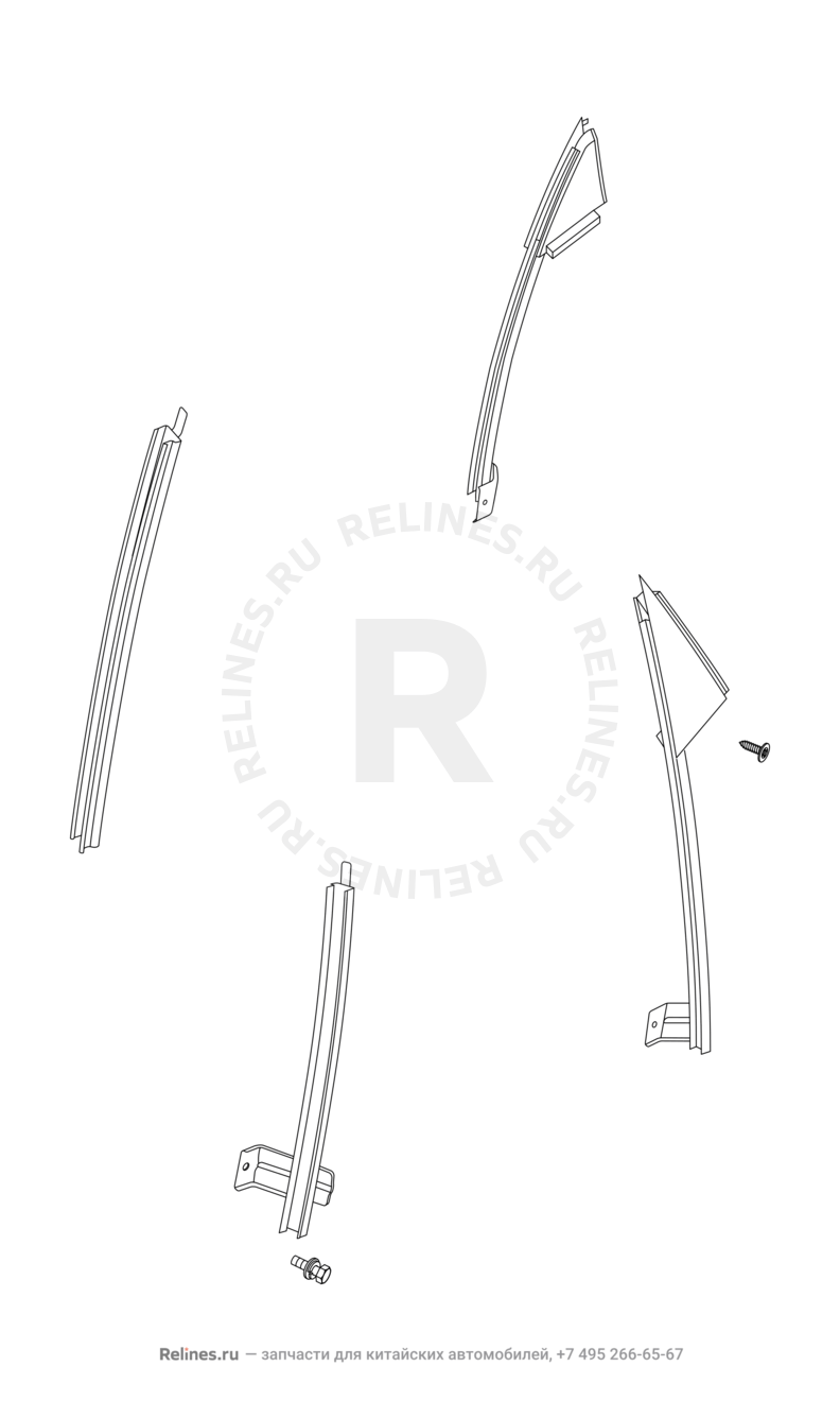 Запчасти Chery Tiggo 4 Поколение I — рестайлинг (2018)  — Направляющие стекол — схема
