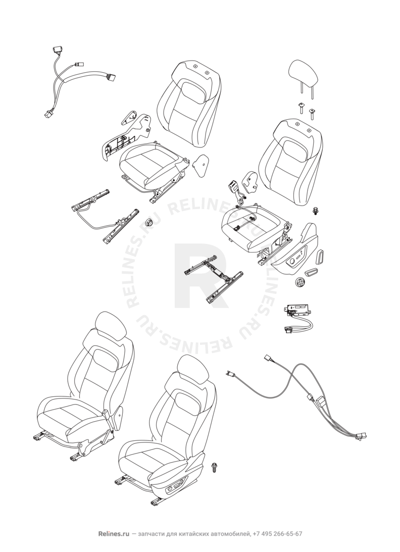 Запчасти Chery Tiggo 4 Поколение I (2017)  — Передние сиденья — схема