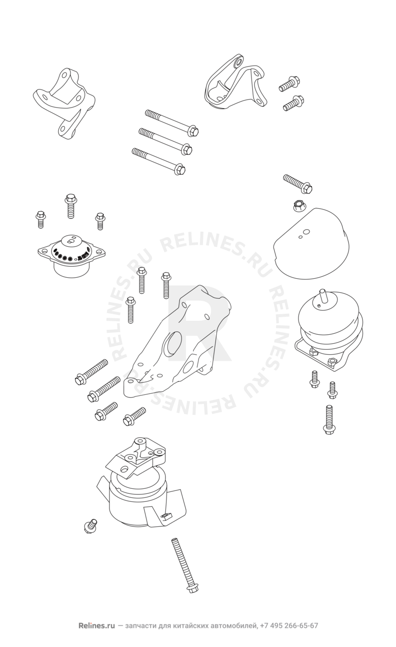 Запчасти Chery Tiggo 2 Поколение I (2016)  — Опоры двигателя (2) — схема