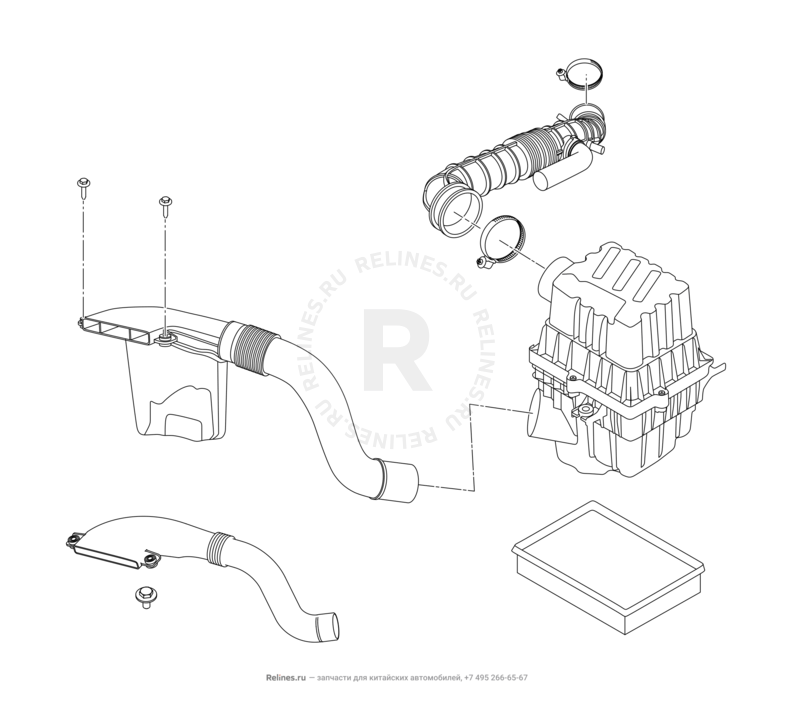 Запчасти Chery Tiggo 2 Поколение I (2016)  — Воздушный фильтр и корпус (2) — схема