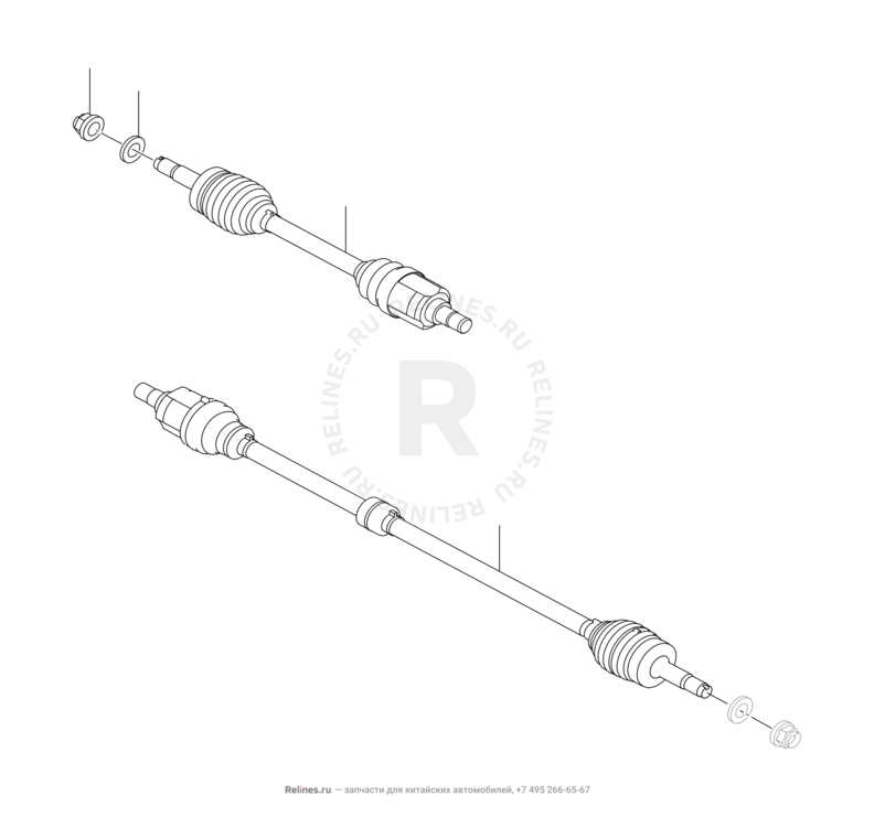 Запчасти Chery Tiggo 2 Поколение I (2016)  — Привод, ШРУС (граната), пыльник и ступица (2) — схема