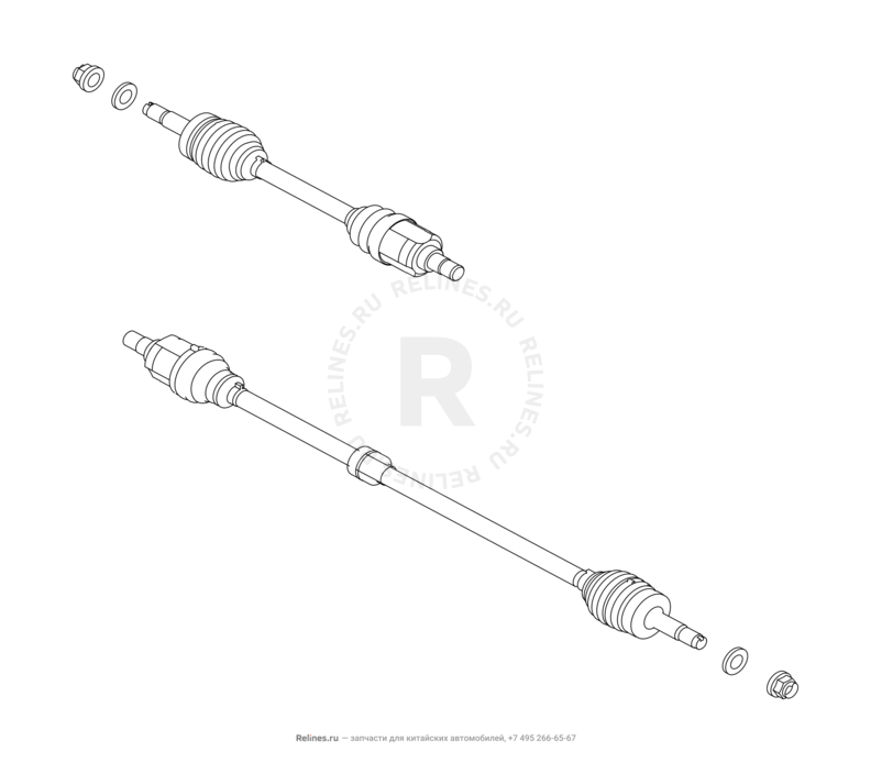 Запчасти Chery Tiggo 2 Поколение I (2016)  — Привод, ШРУС (граната), пыльник и ступица (1) — схема