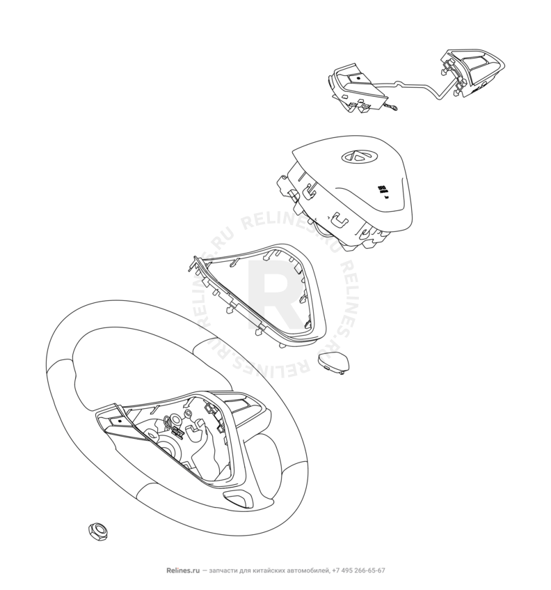 Запчасти Chery Tiggo 2 Поколение I (2016)  — Рулевое колесо (руль), рулевое управление и подушки безопасности (2) — схема