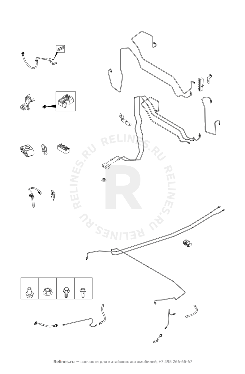 Запчасти Chery Tiggo 2 Поколение I (2016)  — Тормозные трубки и шланги (2) — схема