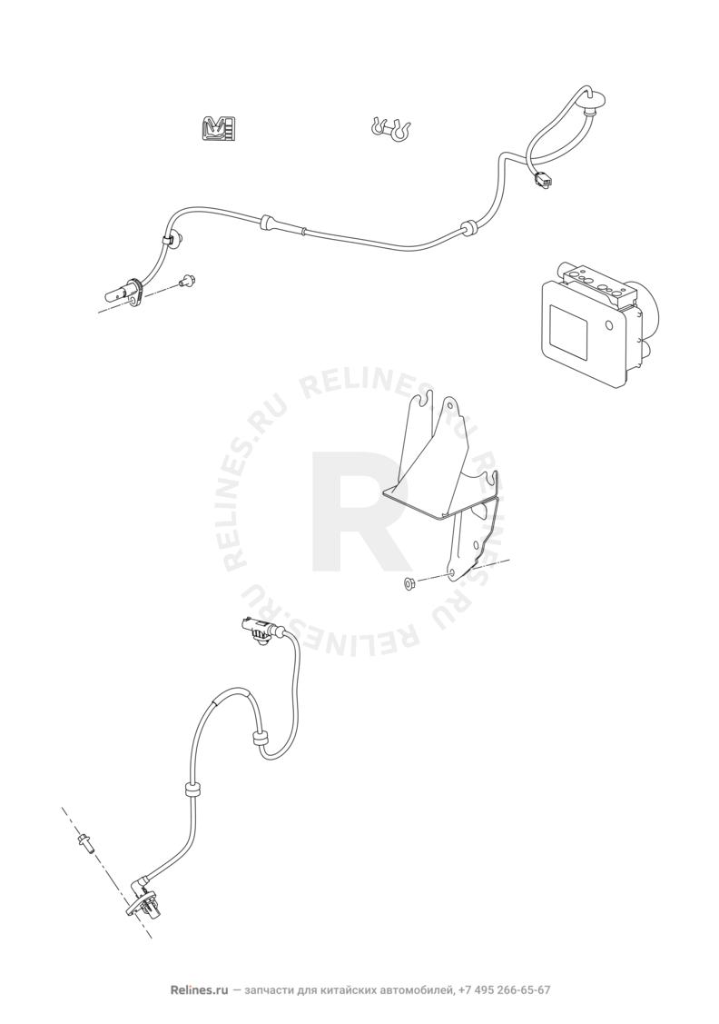 Запчасти Chery Tiggo 2 Поколение I (2016)  — Датчики ABS и блок управления ESP — схема