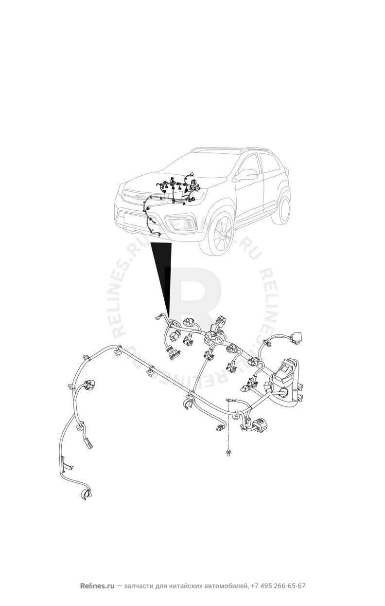 Запчасти Chery Tiggo 2 Поколение I (2016)  — Проводка двигателя — схема