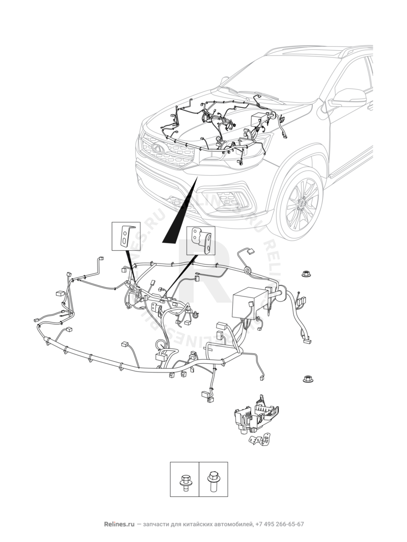 Запчасти Chery Tiggo 2 Поколение I (2016)  — Проводка моторного отсека (2) — схема