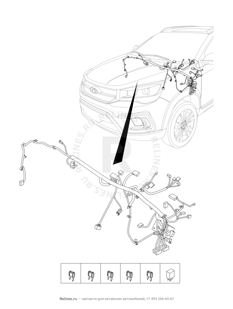 Запчасти Chery Tiggo 2 Поколение I (2016)  — Проводка панели приборов (торпедо) (3) — схема