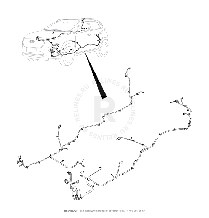 Запчасти Chery Tiggo 2 Поколение I (2016)  — Проводка пола и багажного отсека (багажника) — схема