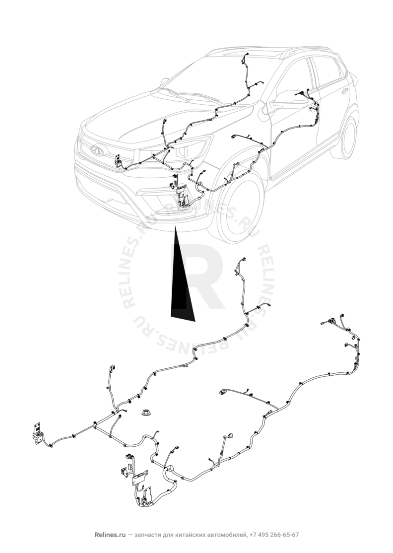 Запчасти Chery Tiggo 2 Поколение I (2016)  — Проводка пола и багажного отсека (багажника) — схема
