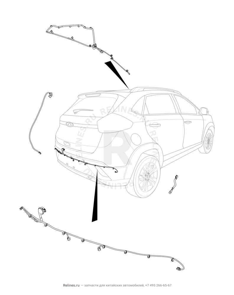 Запчасти Chery Tiggo 2 Поколение I (2016)  — Проводка переднего и заднего бамперов (2) — схема