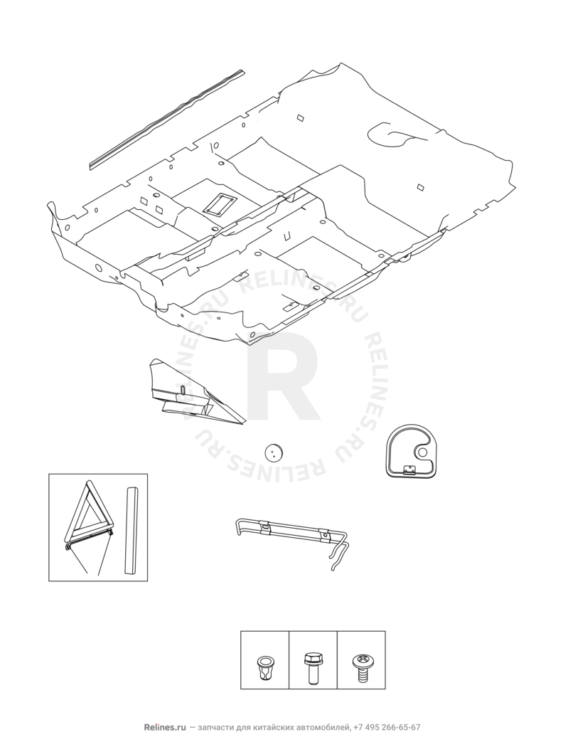 Запчасти Chery Tiggo 2 Pro Поколение I (2021)  — Обшивка (ковер) пола — схема