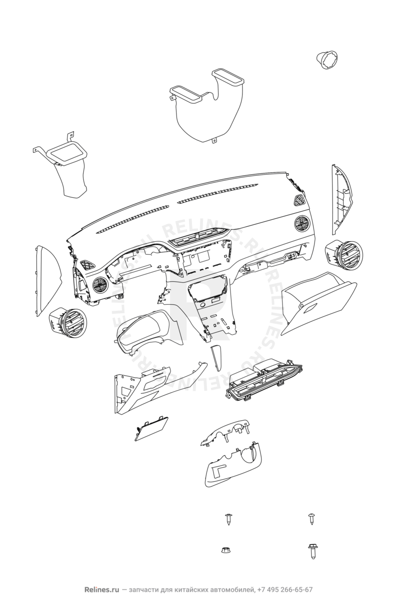 Запчасти Chery Tiggo 2 Поколение I (2016)  — Передняя панель (торпедо) (2) — схема